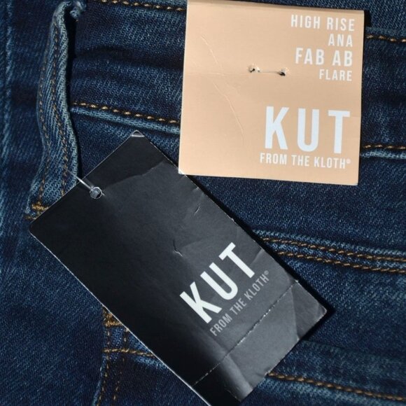 NWT Kut From The Kloth Flare Blue Jeans Size 16 High Rise Ana Fab AB Stretch - Picture 8 of 12